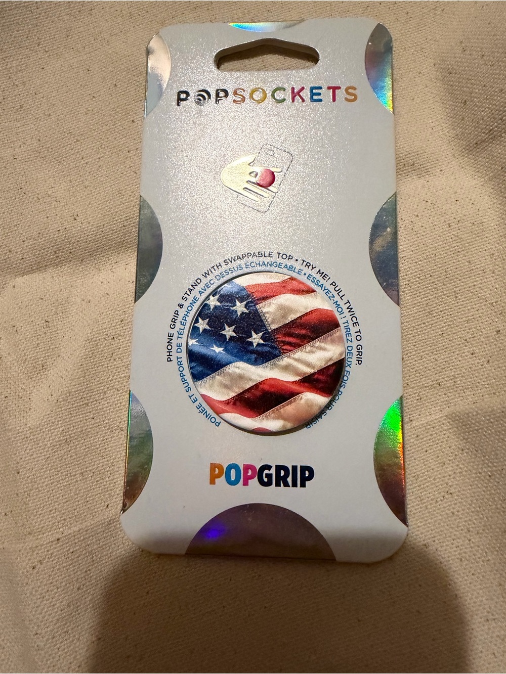 PopSocket PopGrip Phone Grip with American Flag Design (red, white, blue)